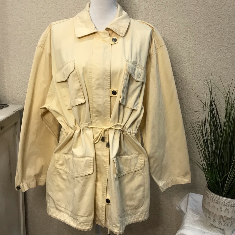 Telluride Clothing Co Buttery yellow multipocket utility jacket 100% cotton szXL